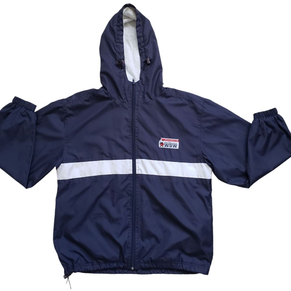 Vintage Walt Disney World Windbreaker Jacket Small Blue Full Zip Hooded Lined - Picture 3 of 12